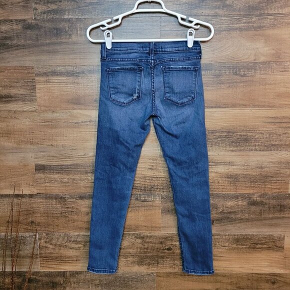 Flying Monkey Jeans Womens 26 Skinny Low Rise Ripped Zip Ankle Medium Dark Wash - Picture 2 of 12